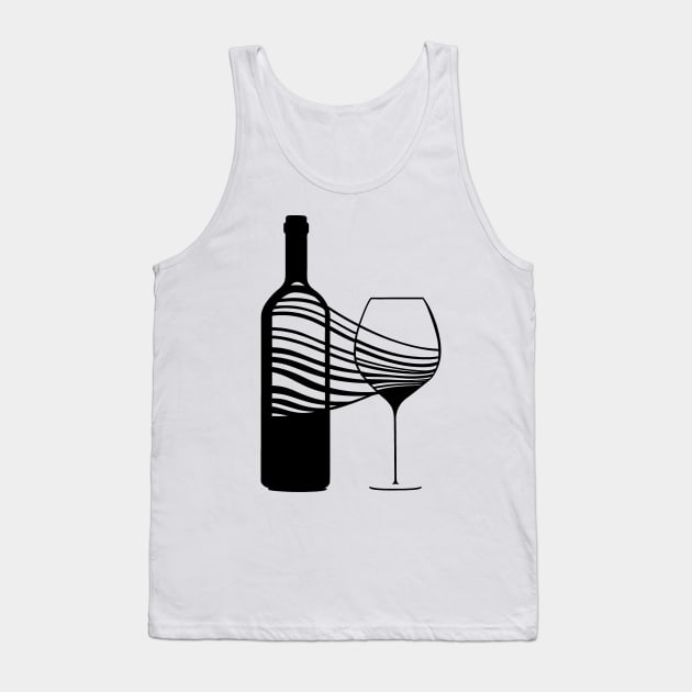 Sommelier motif - wine glass and wine bottle Tank Top by Unelmoija